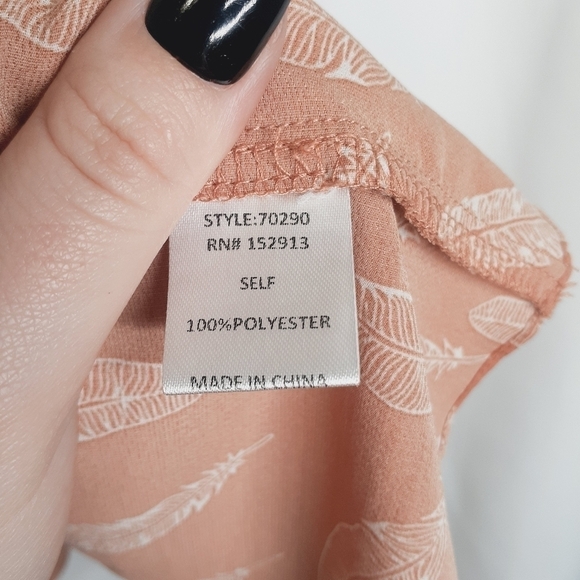 Woven Pink Dress Orange white feathers Shorts flutter straps ruffles smocked L - Picture 3 of 8